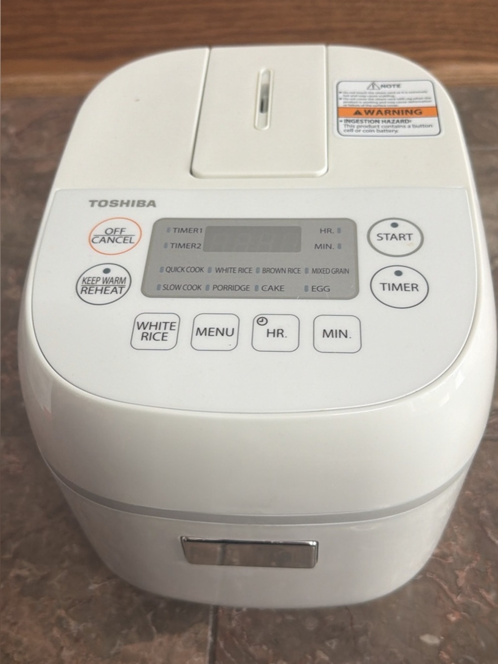 Toshiba Mini Rice Cooker, 3 Cups Uncooked, for 1-3 People, Steamer and Warmer, F